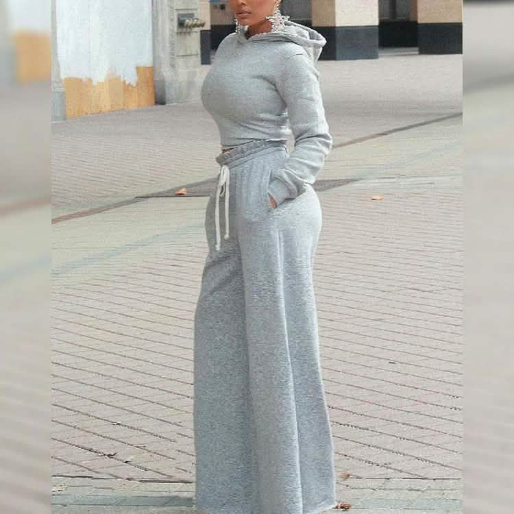 2-Piece: Drawstring Open Back Loose Trouser Legs Suit