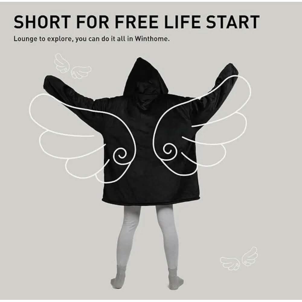 Unisex Sherpa Lined Wearable Hooded Blanket