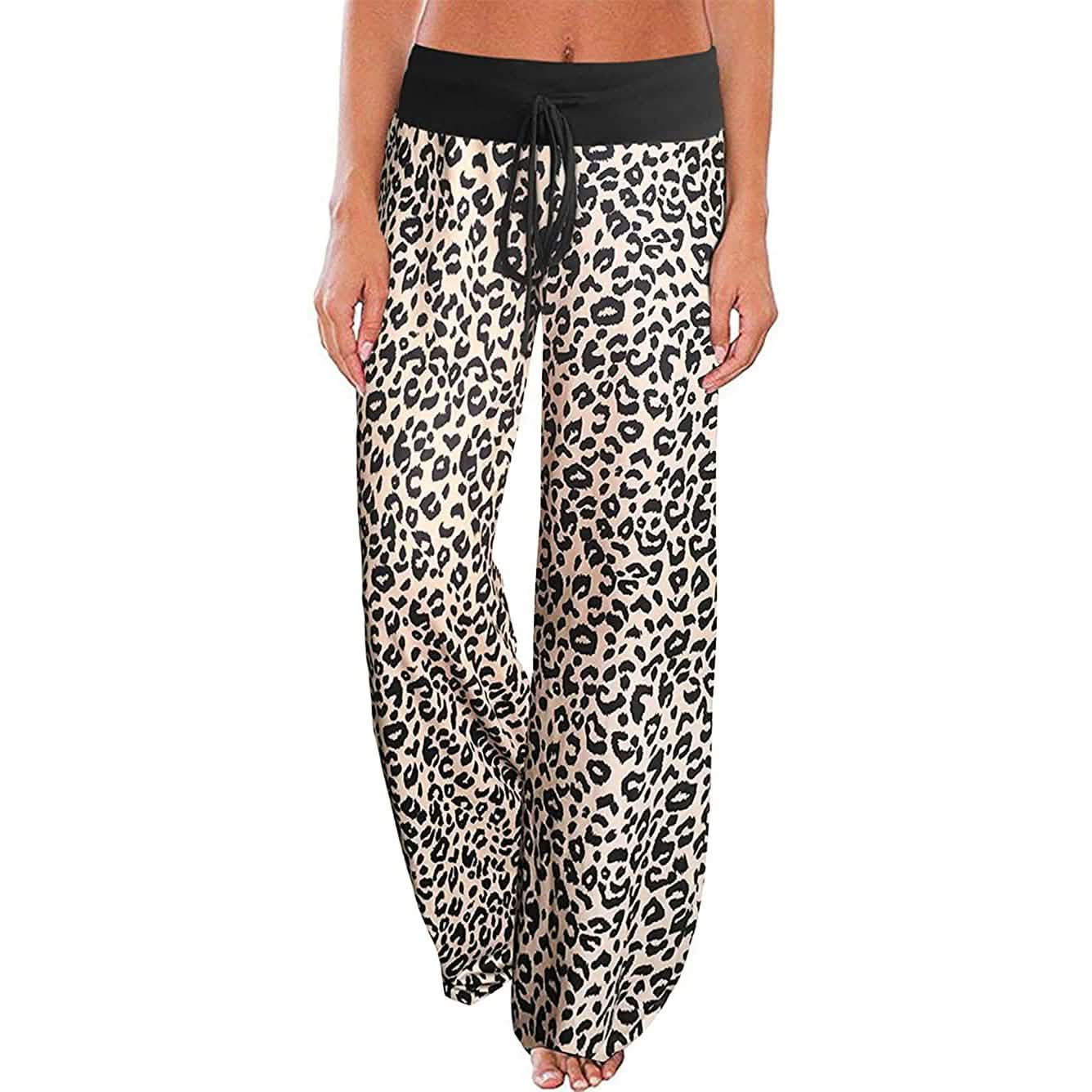 Women's Comfy Stretch Drawstring Palazzo Wide Leg Lounge Pant