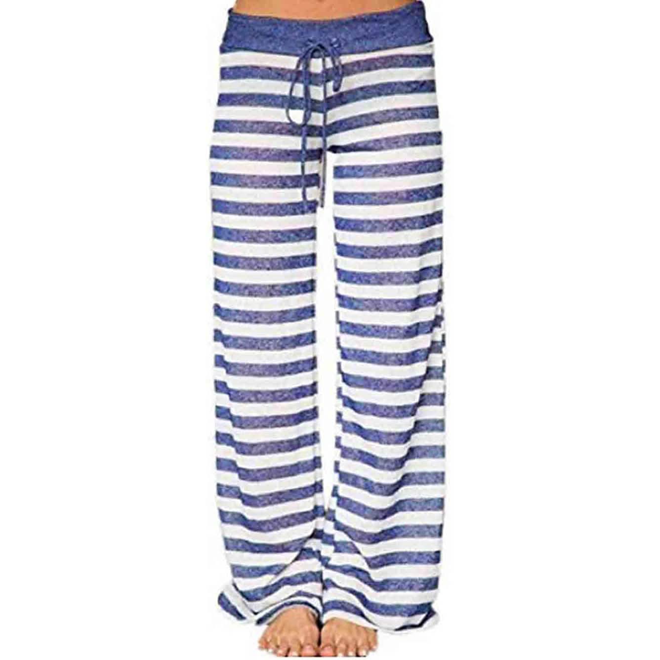 Women's Comfy Stretch Drawstring Palazzo Wide Leg Lounge Pant