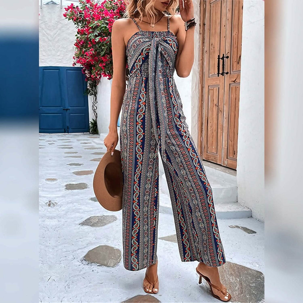 Women's Jumpsuit Pocket Print Geometric Square