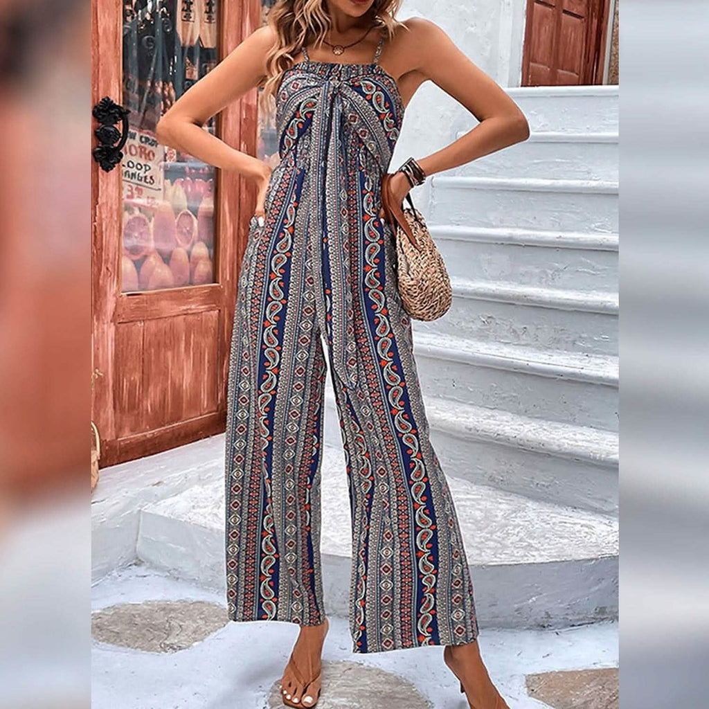 Women's Jumpsuit Pocket Print Geometric Square