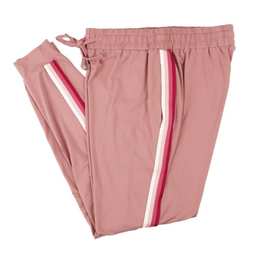 Women's Lightweight Elastic Sweat Pants Varsity Joggers with Drawstring Tie