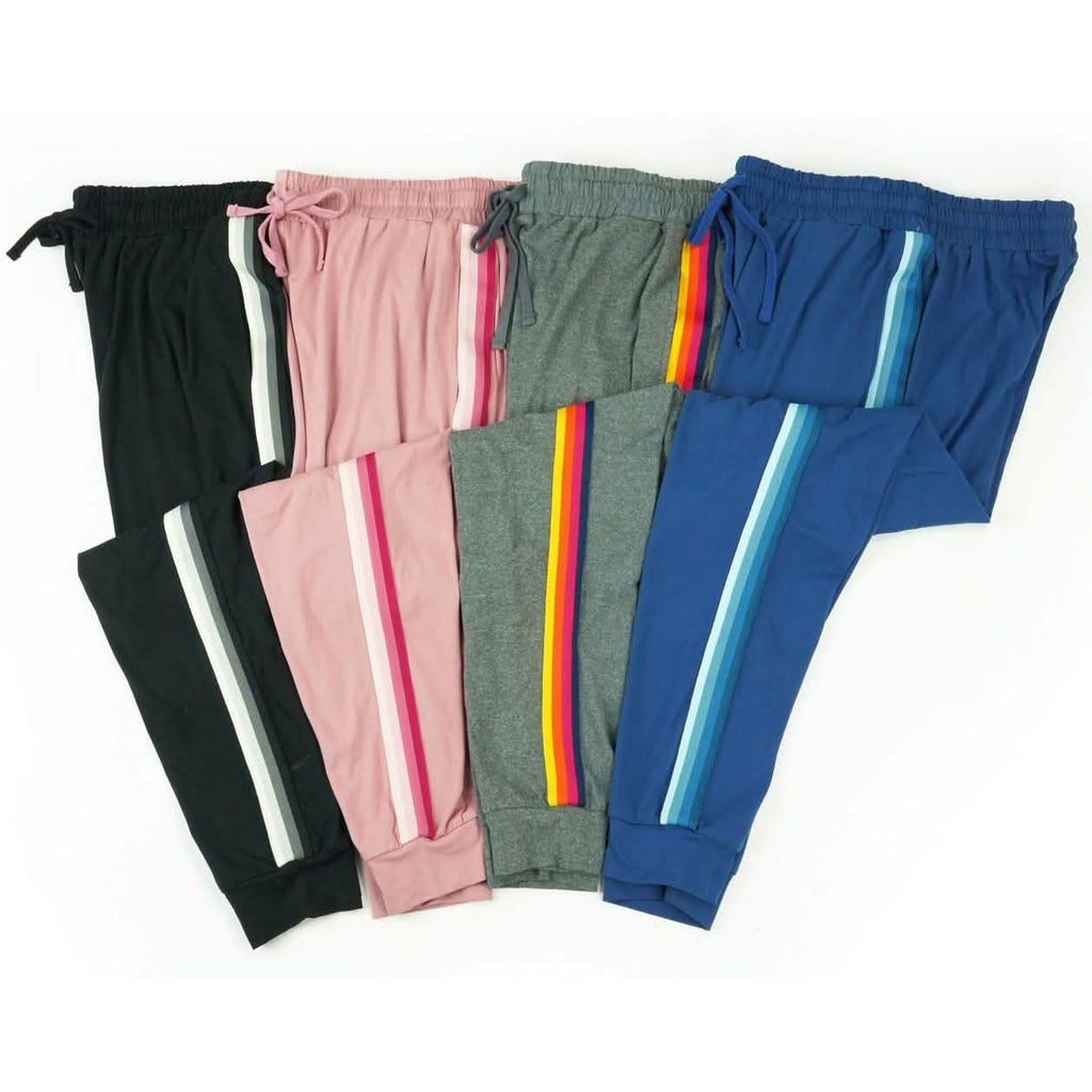 Women's Lightweight Elastic Sweat Pants Varsity Joggers with Drawstring Tie