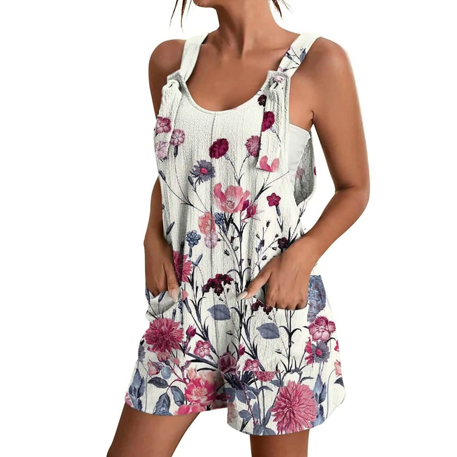 Womens V-Neck Strap Pocket Jumpsuit